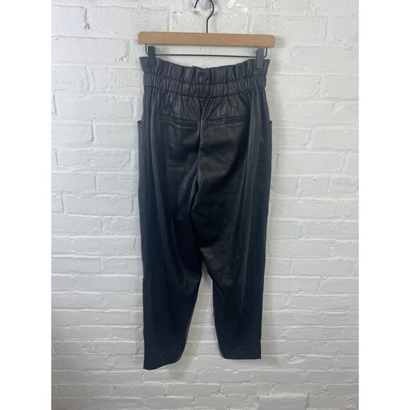 Madewell Women's Pull-On Paperbag Pant Vegan Faux Leather Black Size 4 - Picture 2 of 5